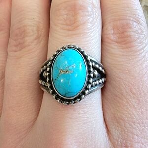 Vintage Turquoise Native American Ring T. Yazzie Maker's Mark